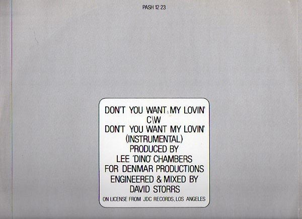 Michael Baker (2) : Don't You Want My Lovin' (12")