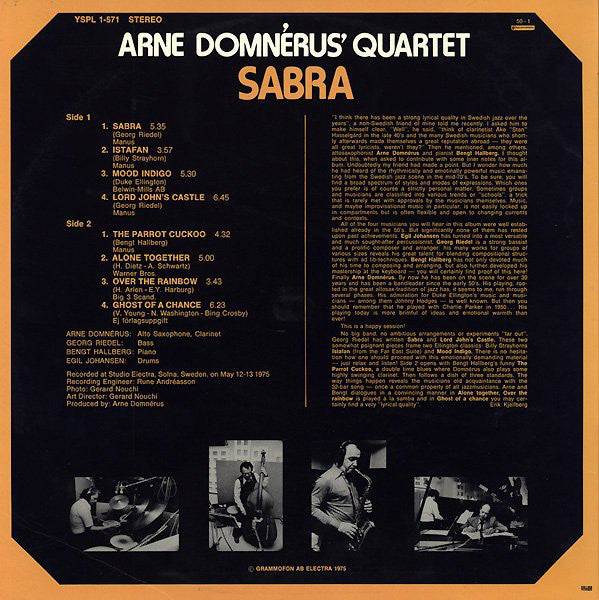 Arne Domnérus&#039; Quartet ~ Sabra (Vinyl) - Djungel & Jazz