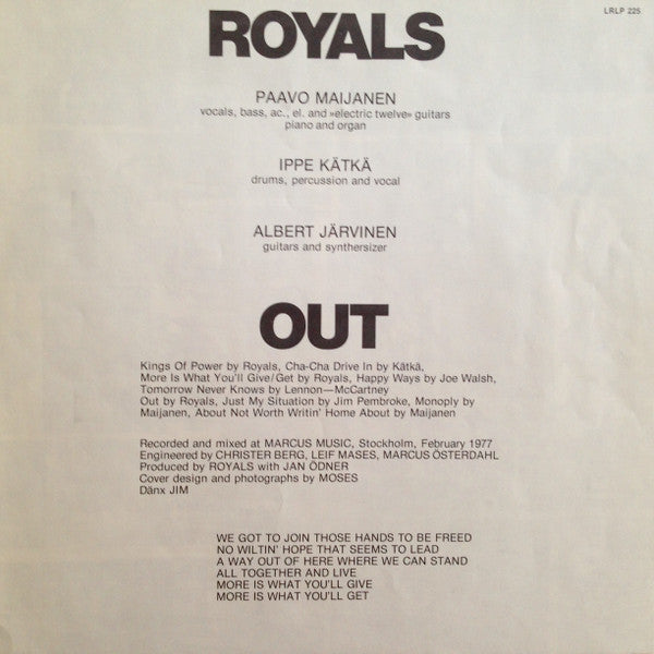 Royals ~ Out (Vinyl) - Djungel & Jazz