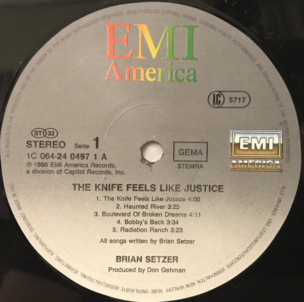 Brian Setzer : The Knife Feels Like Justice (LP, Album)