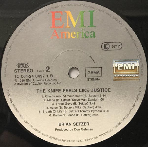 Brian Setzer : The Knife Feels Like Justice (LP, Album)