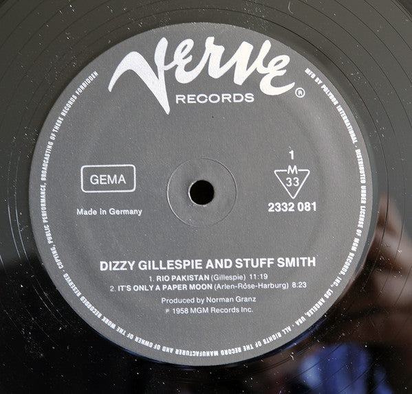 Dizzy Gillespie And Stuff Smith ~ Dizzy Gillespie And Stuff Smith (Vinyl) - Djungel & Jazz