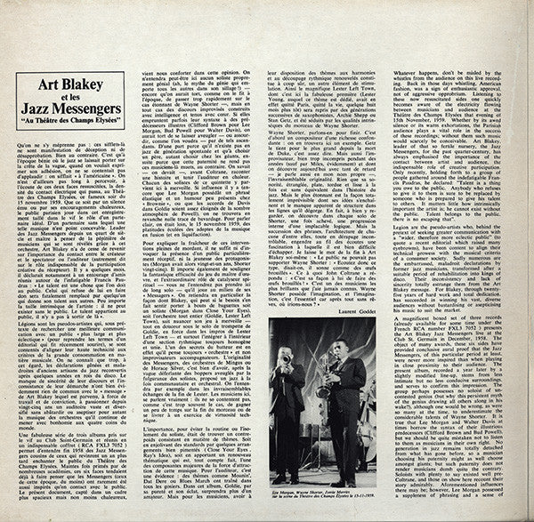 Art Blakey Et Les Jazz Messengers ~  Au Théâtre Des Champs-Élysées (Vinyl) - Djungel & Jazz