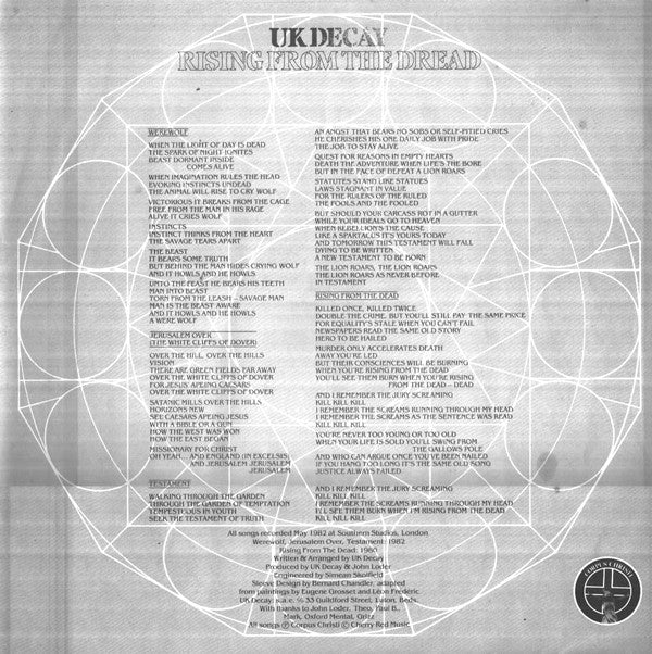 UK Decay ~ Rising From The Dread (Vinyl) - Djungel & Jazz