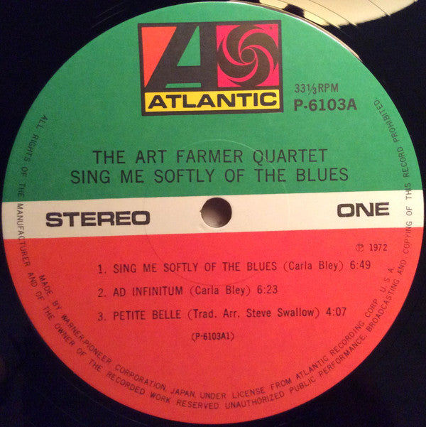 The Art Farmer Quartet* : Sing Me Softly Of The Blues (LP, Album, RE)
