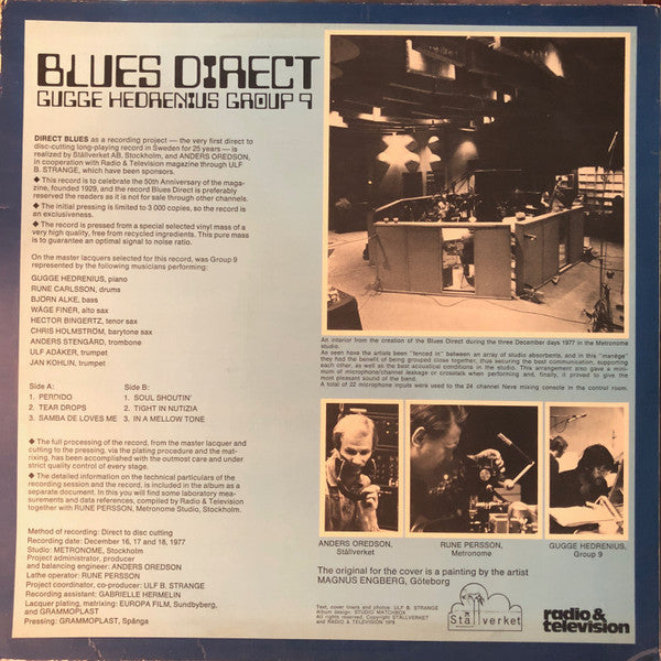Gugge Hedrenius Group 9 : Blues Direct (LP, Dir)