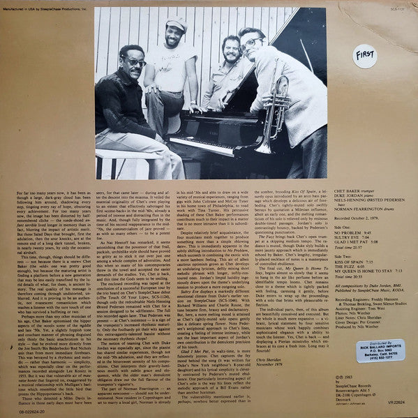Chet Baker Quartet ~ No Problem (Vinyl) - Djungel & Jazz