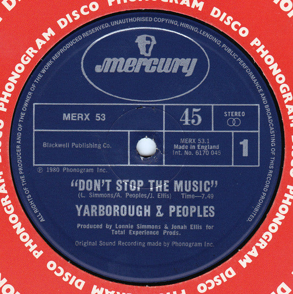 Yarborough & Peoples ~ Don't Stop The Music / You're My Song (Vinyl) - Djungel & Jazz