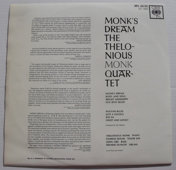 The Thelonious Monk Quartet ~ Monk's Dream (Vinyl) - Djungel & Jazz