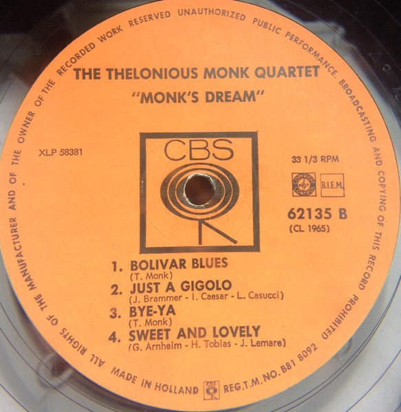 The Thelonious Monk Quartet ~ Monk's Dream (Vinyl) - Djungel & Jazz