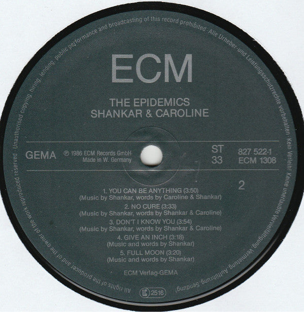 The Epidemics : Shankar / Caroline  ~ The Epidemics (Vinyl) - Djungel & Jazz