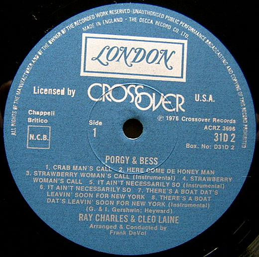 Ray Charles & Cleo Laine ~ Porgy & Bess (Vinyl) - Djungel & Jazz