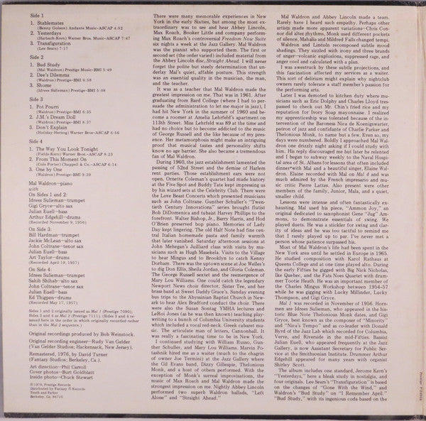 Mal Waldron ~ One And Two (Vinyl) - Djungel & Jazz
