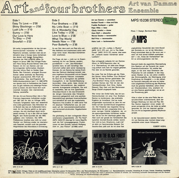 Art Van Damme Ensemble ~ Art And Four Brothers (Vinyl) - Djungel & Jazz