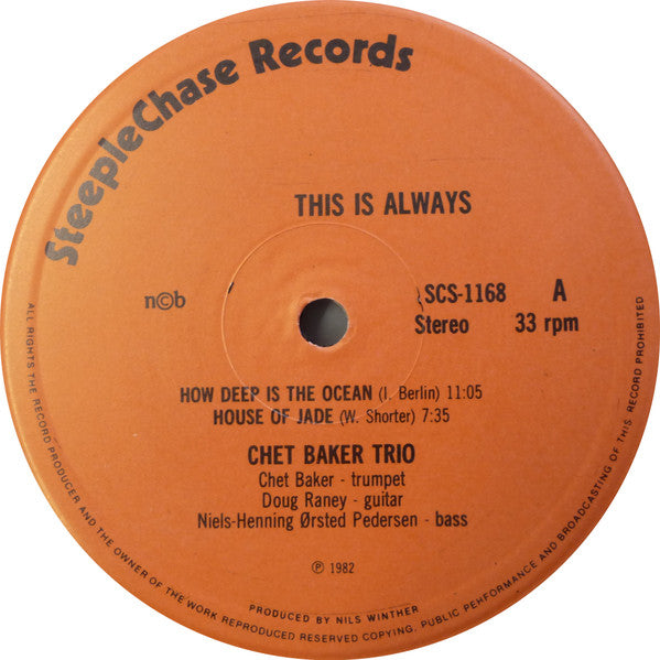 Chet Baker Trio : This Is Always (LP, Album)