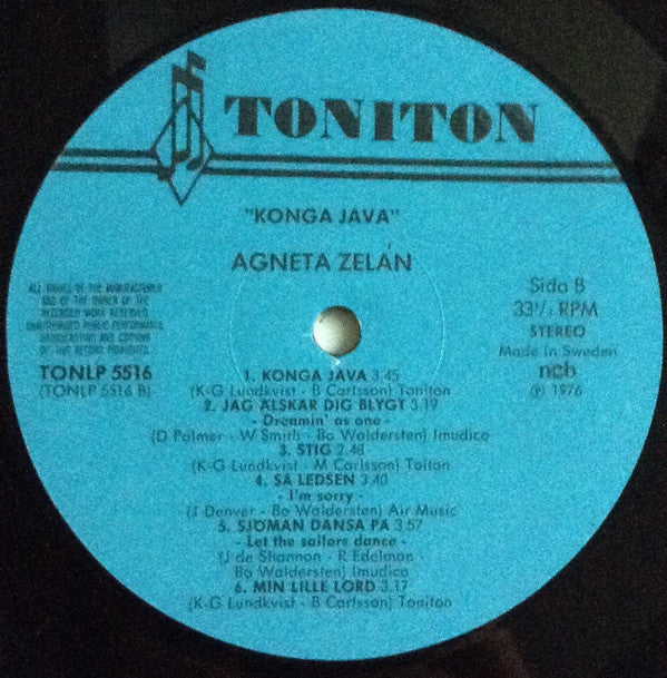 Agneta Zelán ~ Konga Java (Vinyl) - Djungel & Jazz