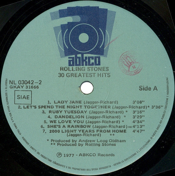Rolling Stones* : 30 Greatest Hits (2xLP, Comp)