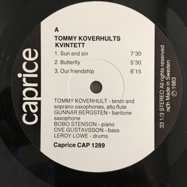 Tommy Koverhults Kvintett ~ Tommy Koverhults Kvintett (Vinyl) - Djungel & Jazz