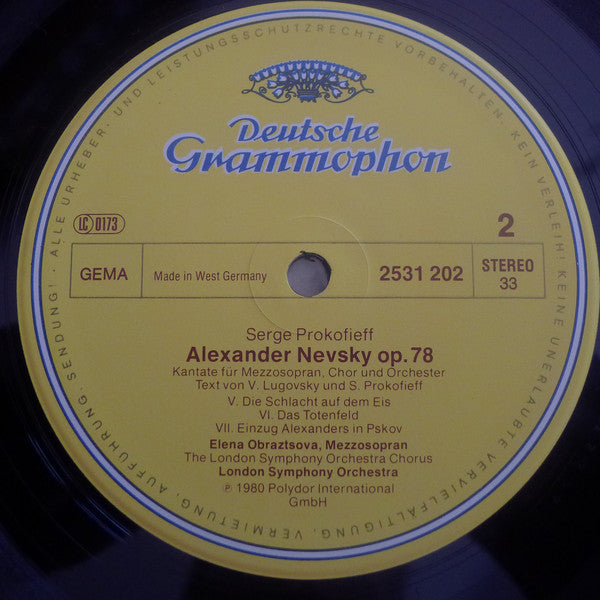 Sergei Prokofiev, Elena Obraztsova, London Symphony Chorus And London Symphony Orchestra, Claudio Abbado ~ Alexander Nevsky (Vinyl) - Djungel & Jazz