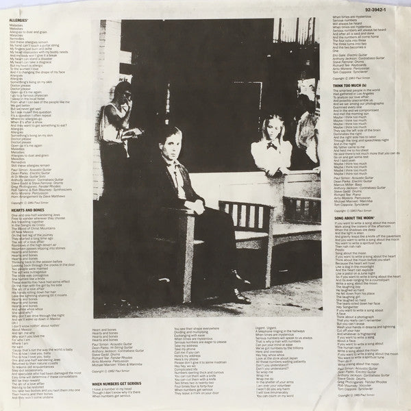 Paul Simon : Hearts And Bones (LP, Album, GEM)