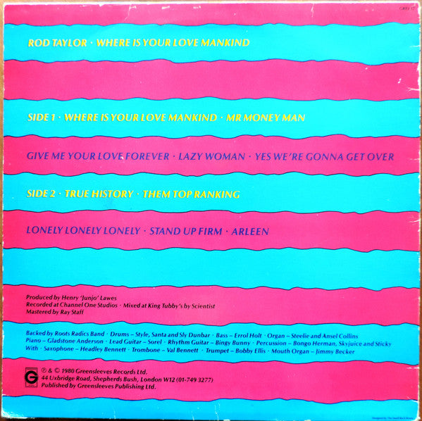 Rod Taylor : Where Is Your Love Mankind (LP, Album, Gre)
