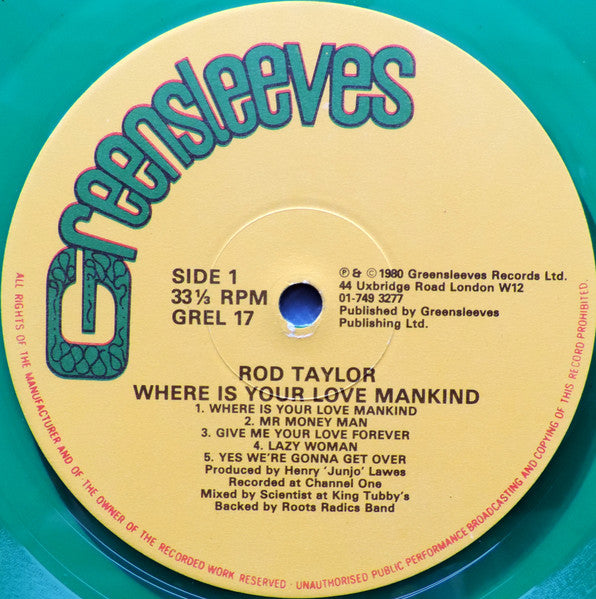 Rod Taylor : Where Is Your Love Mankind (LP, Album, Gre)