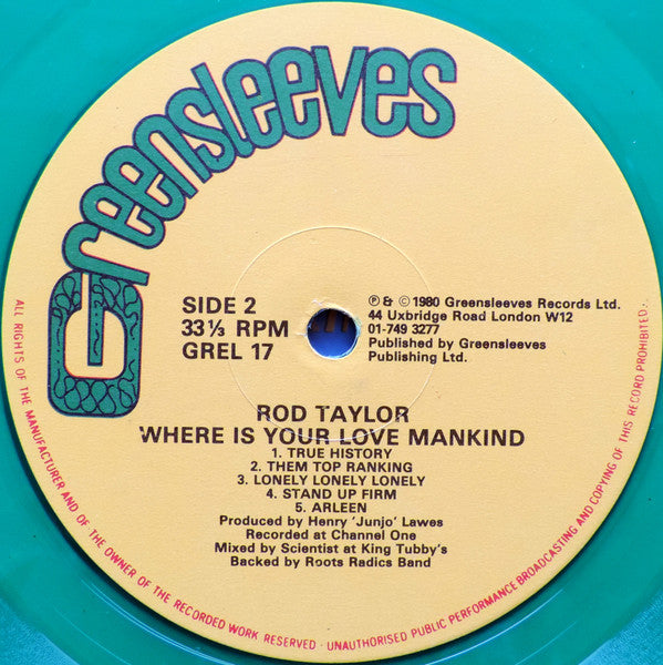 Rod Taylor : Where Is Your Love Mankind (LP, Album, Gre)