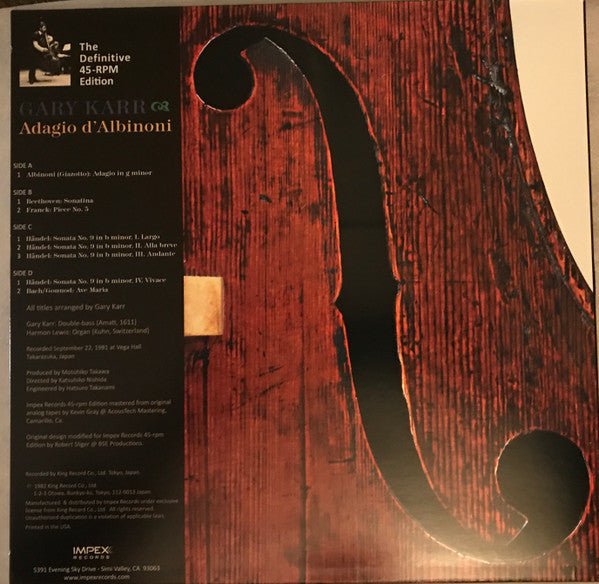 Gary Karr ~ Adagio D'Albinoni (Vinyl) - Djungel & Jazz