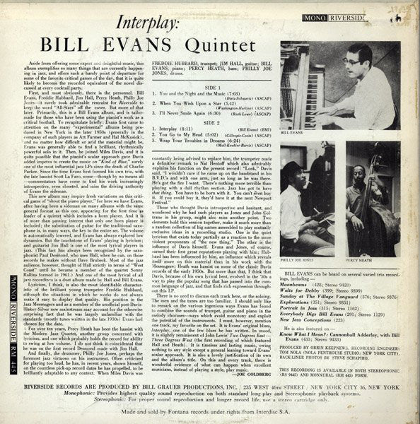 Bill Evans : Interplay (LP, Album, Mono)