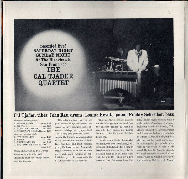 Cal Tjader Quartet ~ Saturday Night / Sunday Night At The Blackhawk, San Francisco (Vinyl) - Djungel & Jazz