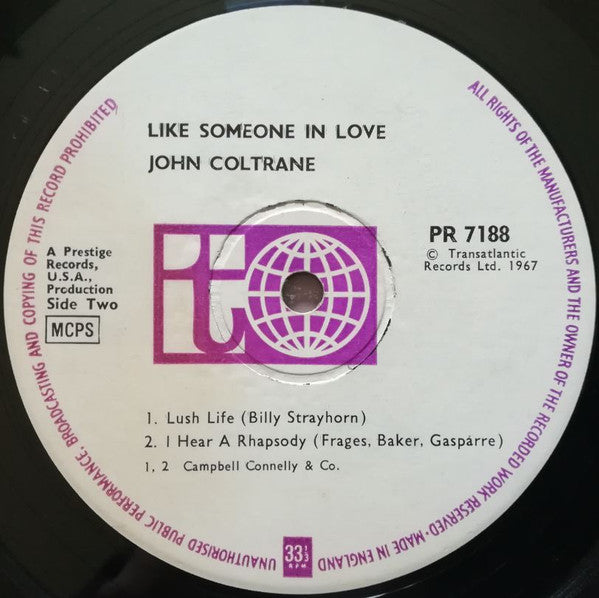 John Coltrane ~ Like Someone In Love (Vinyl) - Djungel & Jazz