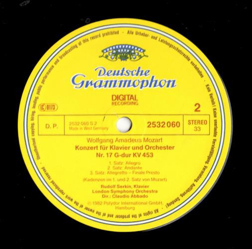 Wolfgang Amadeus Mozart, London Symphony Orchestra, Rudolf Serkin ∙ Claudio Abbado ~ Klavierkonzerte = Piano Concertos Nos. 9 & 17 (Vinyl) - Djungel & Jazz