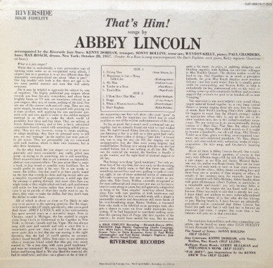 Abbey Lincoln With The Riverside Jazz Stars : That's Him (LP, Album, Mono, RE)