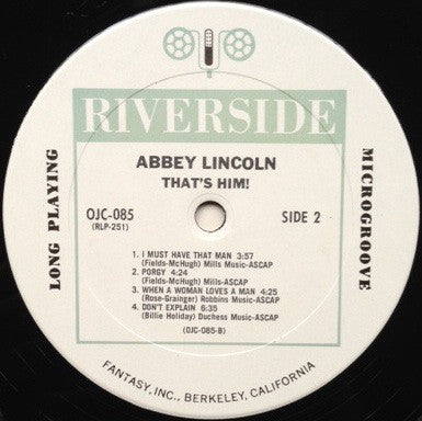 Abbey Lincoln With The Riverside Jazz Stars : That's Him (LP, Album, Mono, RE)