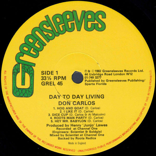 Don Carlos (2) : Day To Day Living (LP, Album)