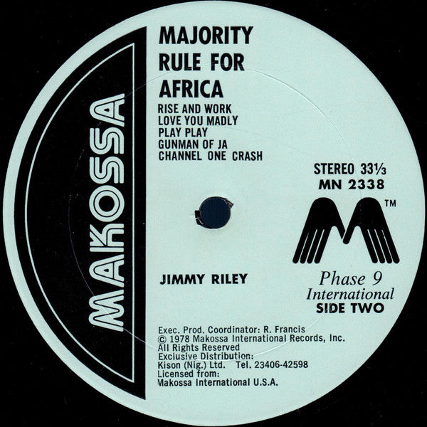 Jimmy Riley : Majority Rule For Africa (LP, Album)