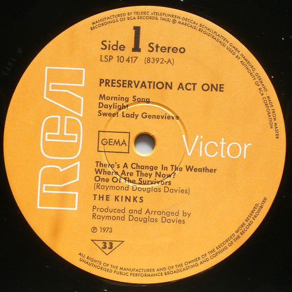 The Kinks ~ Preservation Act 1 (Vinyl) - Djungel & Jazz