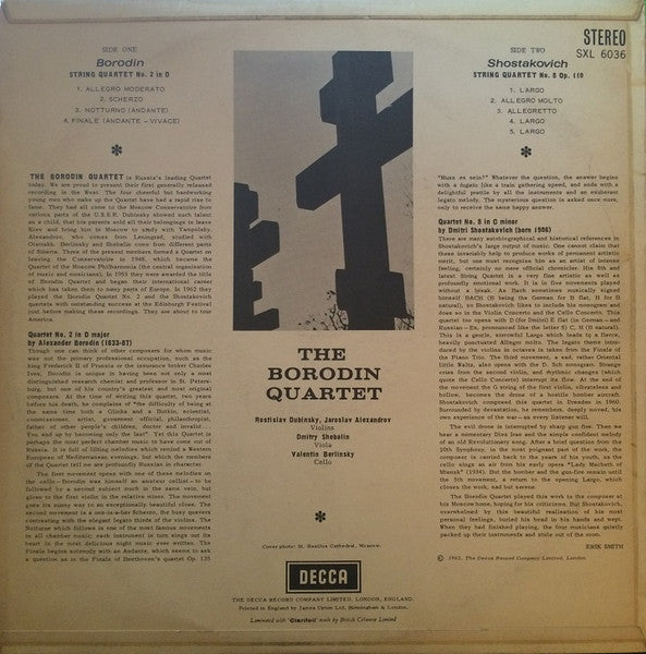 Borodin String Quartet - Alexander Borodin / Dmitri Shostakovich ~ Quartet No 2 / Quartet No 8 (Vinyl) - Djungel & Jazz