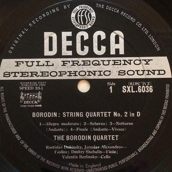 Borodin String Quartet - Alexander Borodin / Dmitri Shostakovich ~ Quartet No 2 / Quartet No 8 (Vinyl) - Djungel & Jazz