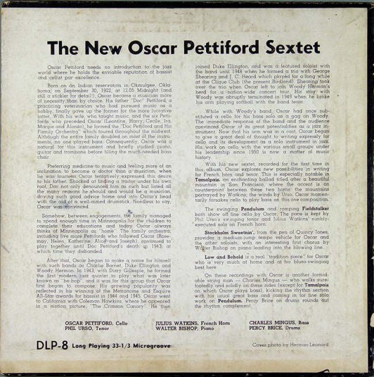 The New Oscar Pettiford Sextet ~ The New Oscar Pettiford Sextet (Vinyl) - Djungel & Jazz