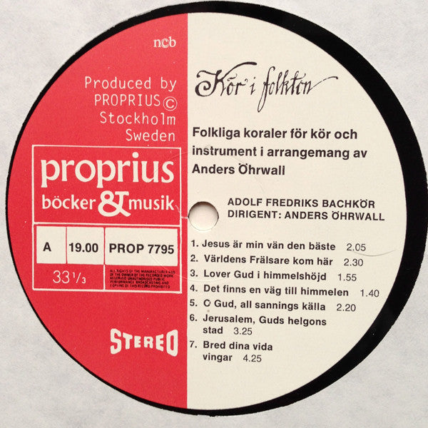 Adolf Fredriks Bachkör ~ Kör i folkton (Vinyl) - Djungel & Jazz