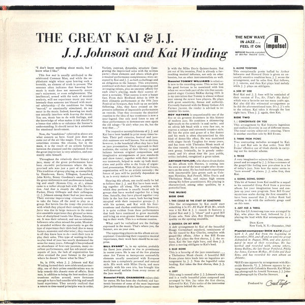 Kai & J.J. Featuring Bill Evans, Paul Chambers , Roy Haynes, Art Taylor ~ The Great Kai & J.J. Brand New, Swinging Together Again (Vinyl) - Djungel & Jazz