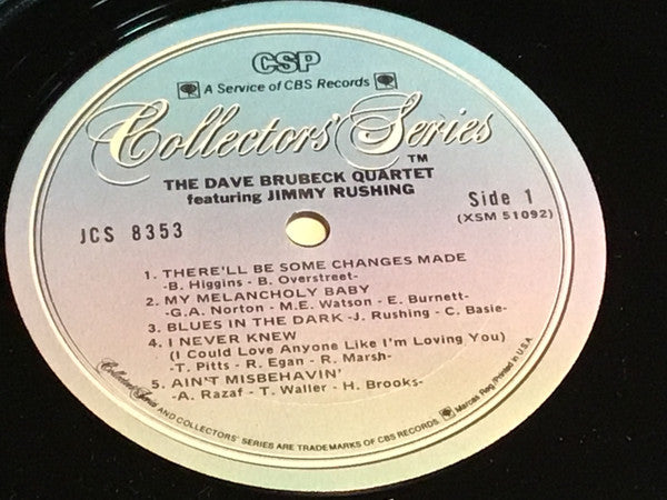 The Dave Brubeck Quartet Featuring Jimmy Rushing ~ Brubeck & Rushing (Vinyl) - Djungel & Jazz