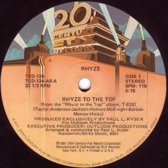 Rhyze : Rhyze To The Top (12")