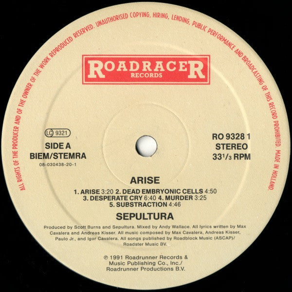 Sepultura ~ Arise (Vinyl) - Djungel & Jazz