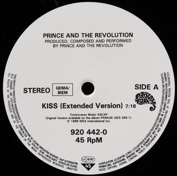 Prince And The Revolution : Kiss (12", Single, Sup)