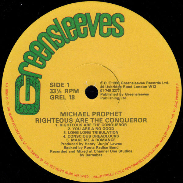 Michael Prophet : Righteous Are The Conqueror (LP, Album)