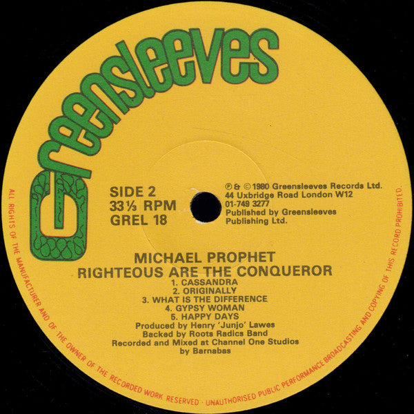 Michael Prophet ~ Righteous Are The Conqueror (Vinyl) - Djungel & Jazz
