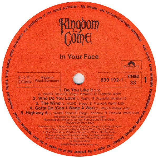 Kingdom Come (2) : In Your Face (LP, Album)