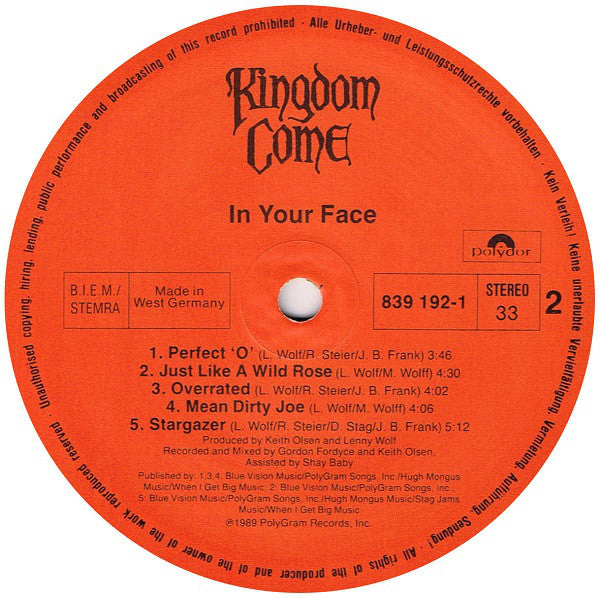 Kingdom Come (2) : In Your Face (LP, Album)